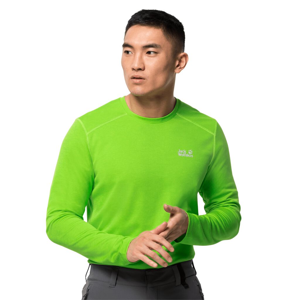 Jack Wolfskin SKY RANGE LONGSLEEVE μπλουζακια ανδρικα πρασινο | GR8862770